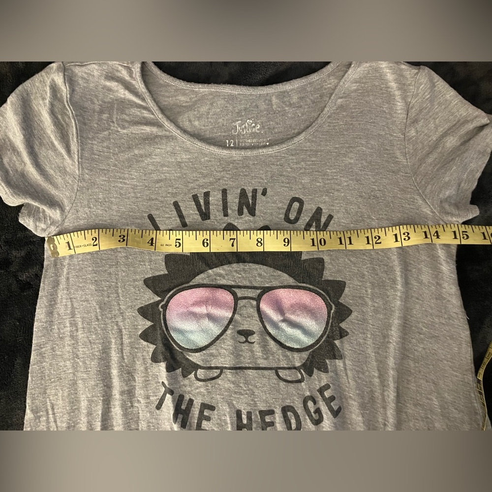 2 shirts bundle -Justice purple tank and living on the hedge t shirt